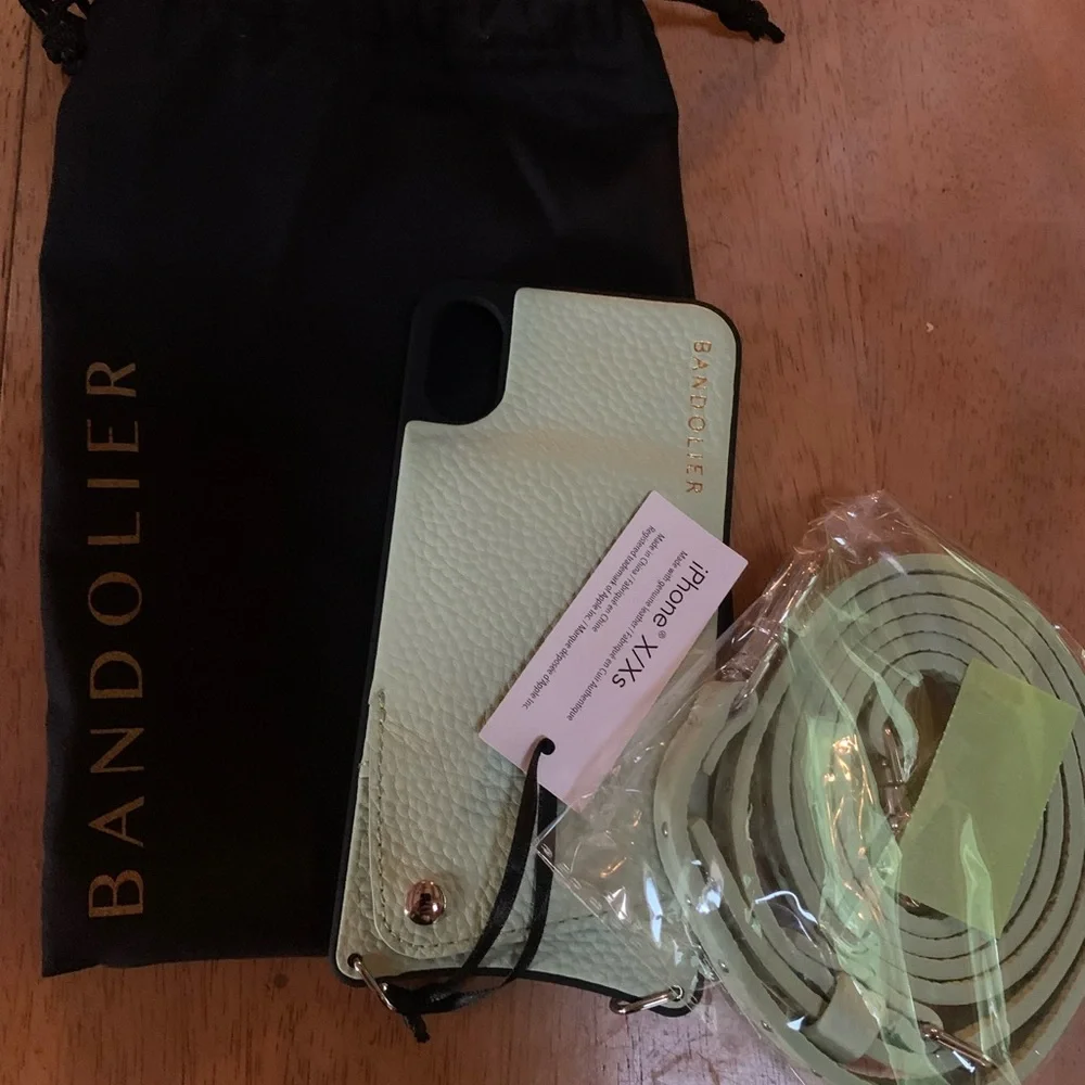 NICOLE Pebble Leather Crossbody Bandolier in Mist Green/Silver